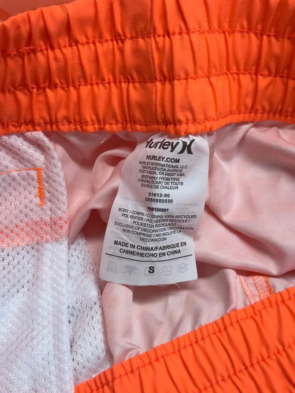 Hurley Supersuede Beachrider Board Shorts Neon Orange Geometric NWT Size Small